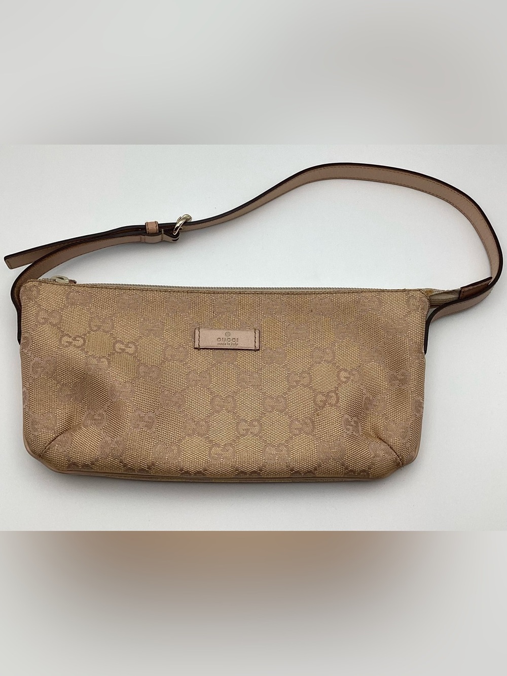 Gucci GG Monogram Boat Pochette Shoulder Bag 190393 497717 Beige Authenticated